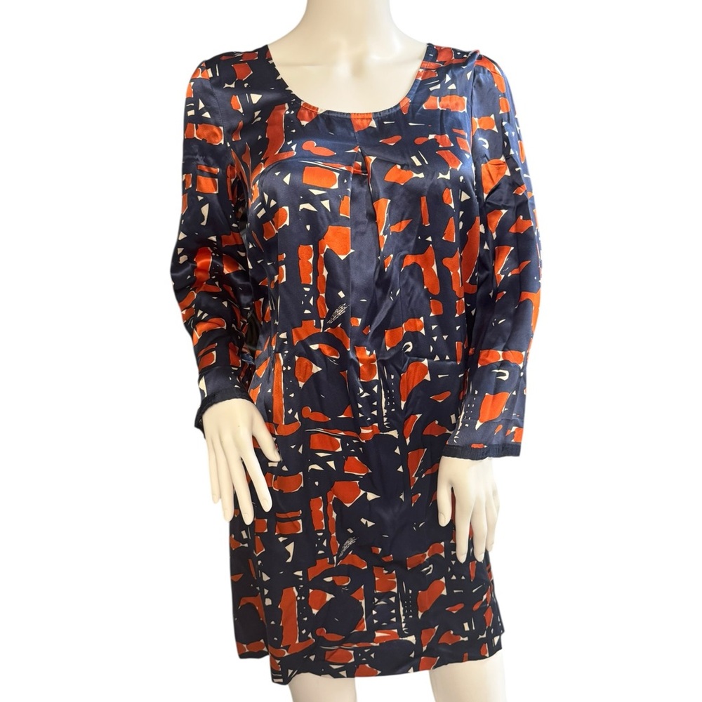 Eliot Geometric Long Sleeve Dress 100% silk sz S